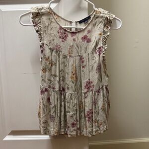 American Eagle Outfitters Floral Top with Ruffle Sleeves